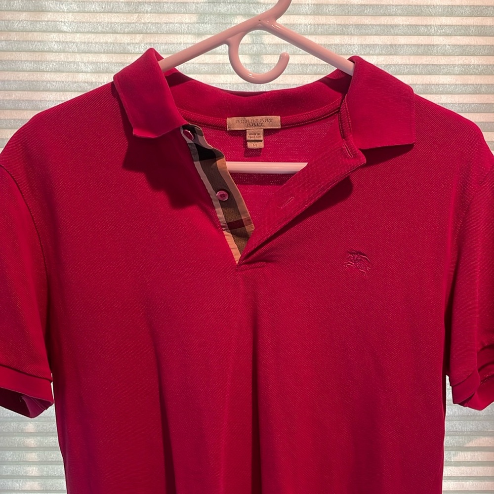 Men’s Rasberry Burberry Brit Polo Size Medium